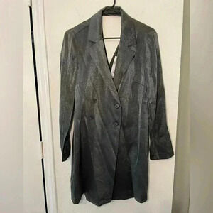 BCBGeneration Metallic Black Long Sleeve Wrap Blazer Mini Dress Sz S
